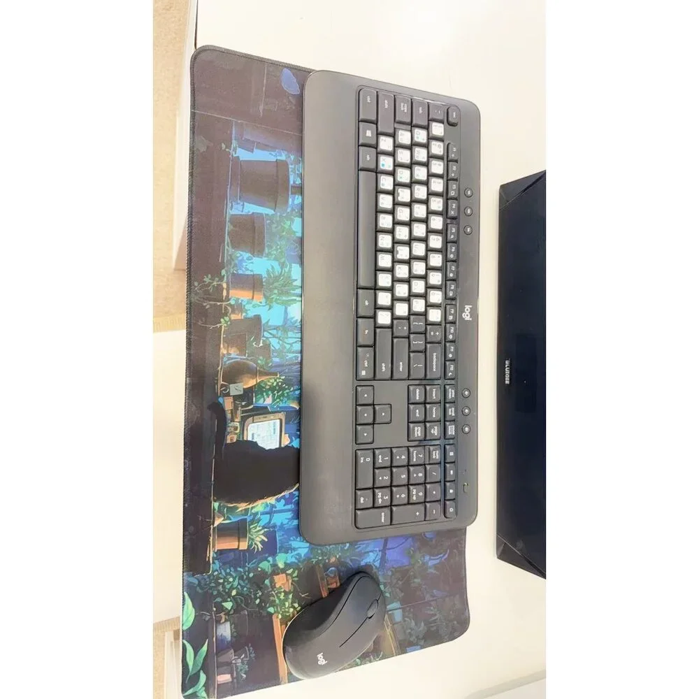 Moonlit Greenhouse Cat Extended Mouse Pad